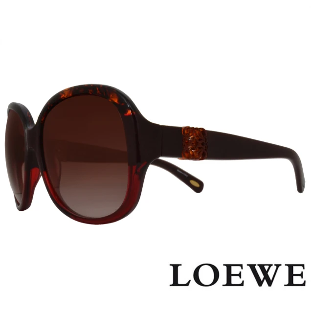 LOEWE 羅威 明星同款大方框簡約皮革設計太陽眼鏡(透明酒