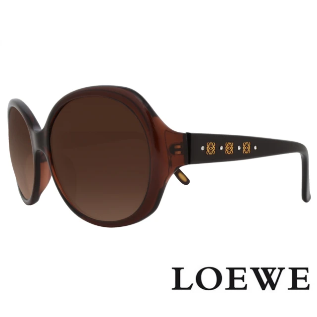 LOEWE 羅威 西班牙皇室品牌 經典必備大框款太陽眼鏡(咖啡/金 SLW741G-0958)