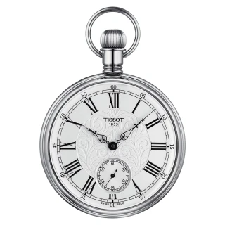 【TISSOT 天梭 官方授權】小秒針無蓋式手上鍊機械懷錶-附鍊 送禮 推薦(T8614059903300)