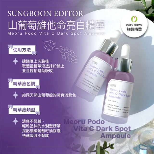 【Sungboon editor】綠番茄緊緻毛孔精華/山葡萄維他命亮白精華 30ml(精華液 毛孔精華 亮白精華 韓國)