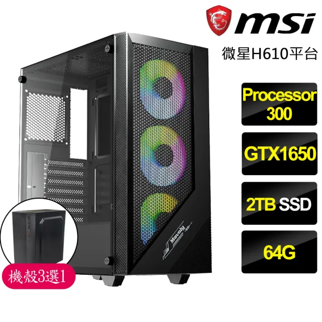 【微星平台】Processor雙核GTX1650{清風徐來}電競電腦(Processor-300/H610/64G/2TB)