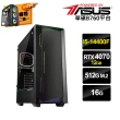 【華碩平台】i5 十核 GeForce RTX4070{一念之思A}電競電腦(i5-14400F/B760/16G/512G SSD)