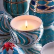 【LADENAC】西班牙皇室香氛 法貝熱彩蛋 淺藍金邊水晶瓶 220克 香氛蠟燭(香氛蠟燭)