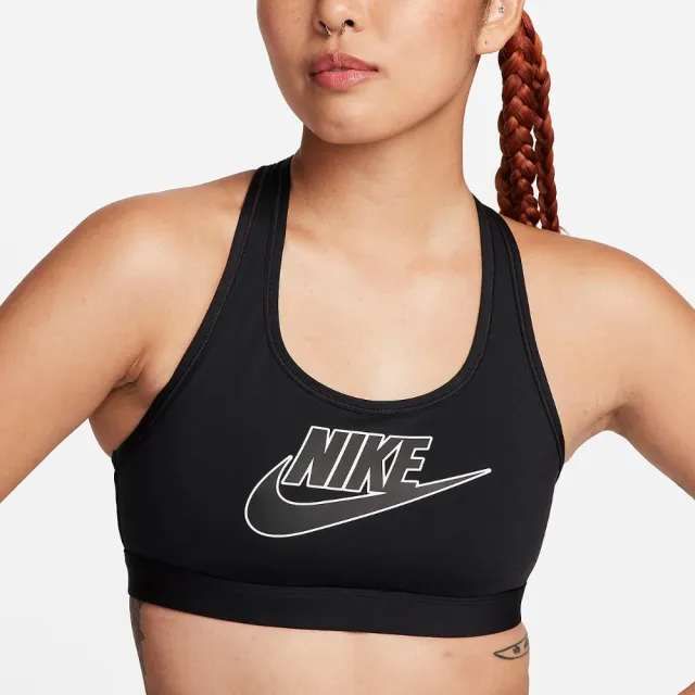 【NIKE 耐吉】運動內衣 女款  中度支撐 AS W NK SWSH MED SPT FUTURA BR 黑 FB4081-010(3X961)