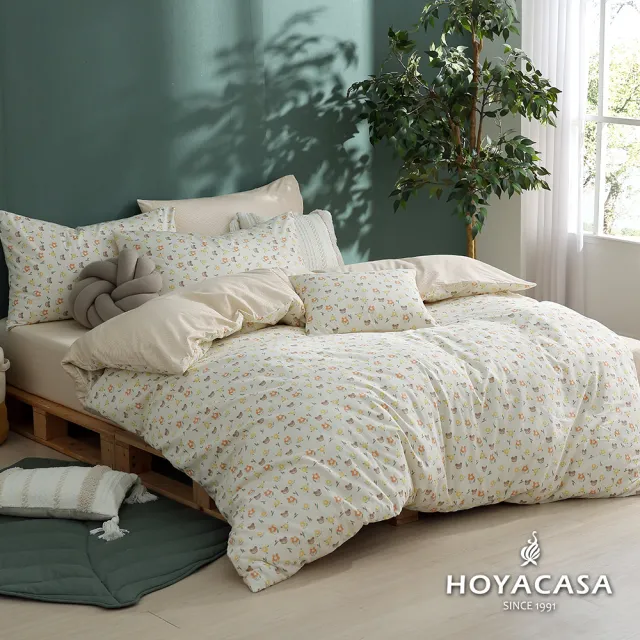 【HOYACASA  禾雅寢具】100%精梳棉兩用被床包組-奶油熊熊(單人-天絲入棉30%)