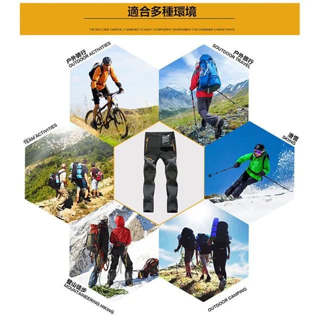 【Billgo】*現貨*秋冬拼色加絨加厚 機能耐磨登山衝鋒褲-5色 M-4XL碼(保暖、防水、情侶款)