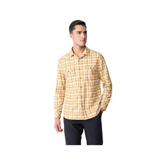 【Wildland 荒野】男彈性格紋內刷毛保暖襯衫-月桂樹黃 0B12202-167(男裝/長袖/上衣/休閒上衣/襯衫)