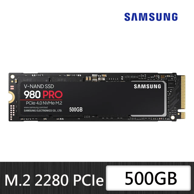 【SAMSUNG 三星】980 PRO 500GB M.2 2280 PCIe 4.0 ssd固態硬碟(MZ-V8P500BW)讀6900M/寫5000M