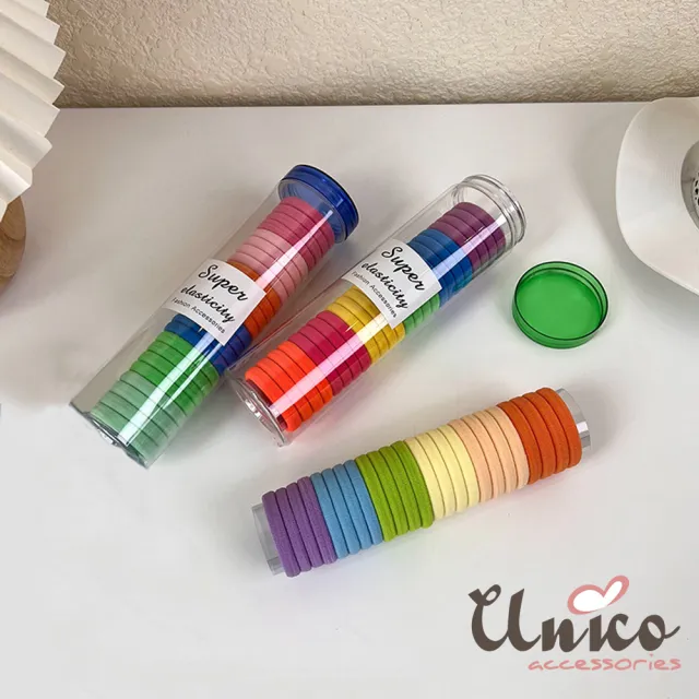 【UNICO】無接縫基本款高彈力彩色毛巾髮圈-24入(配件/飾品)