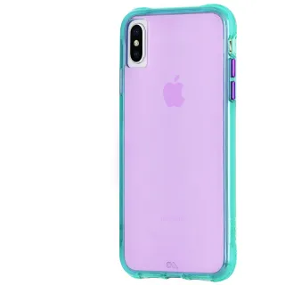【美國CASE-MATE】iPhone Xs Max(Tough Neon 經典霓虹 - 藍綠/紫)