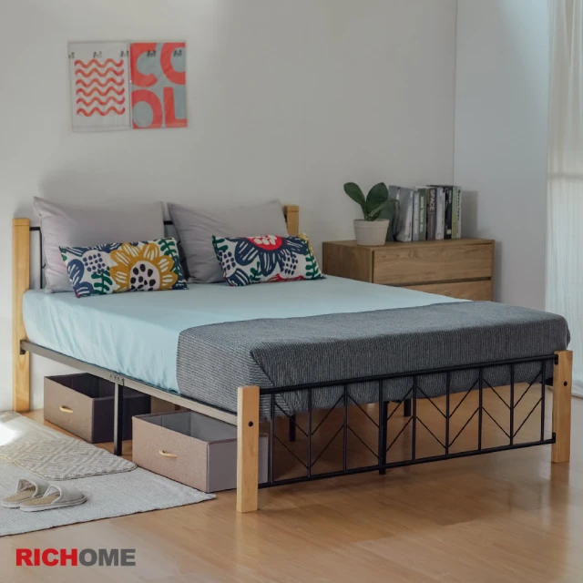 RICHOME 莉比5呎雙人床/雙人床架/鐵床/鐵管床架(實