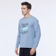 【NAUTICA】男裝 個性鯨魚印花長袖T恤(藍)
