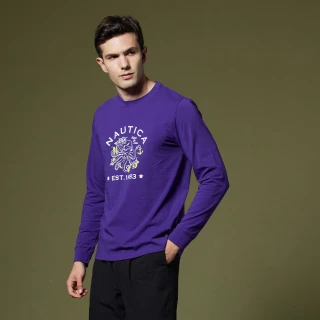 【NAUTICA】男裝 俏皮章魚圖騰印花長袖T恤(紫)