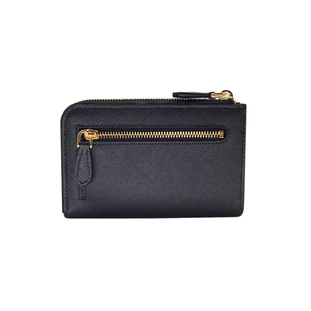 【PRADA 普拉達】1PP122 金色經典三角牌 黑(拉鍊 鑰匙卡包)