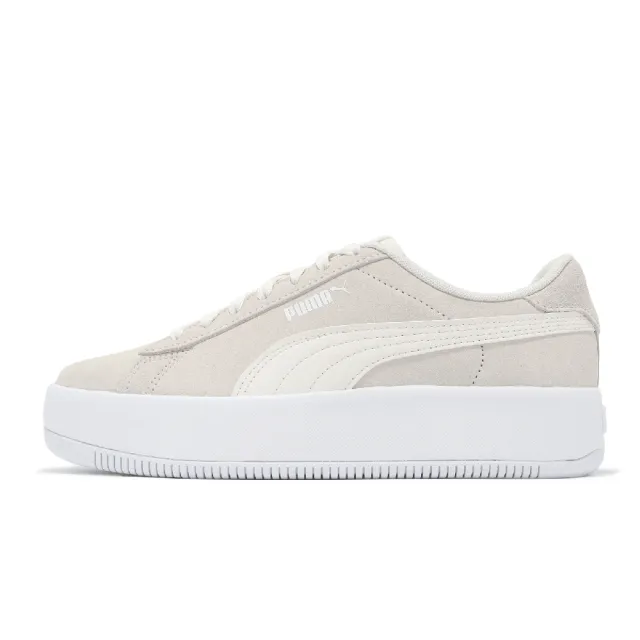 【PUMA】休閒鞋 Lily Platform SD Wns 女鞋 米白 白 麂皮 微增高 低筒 小白鞋(387739-01)