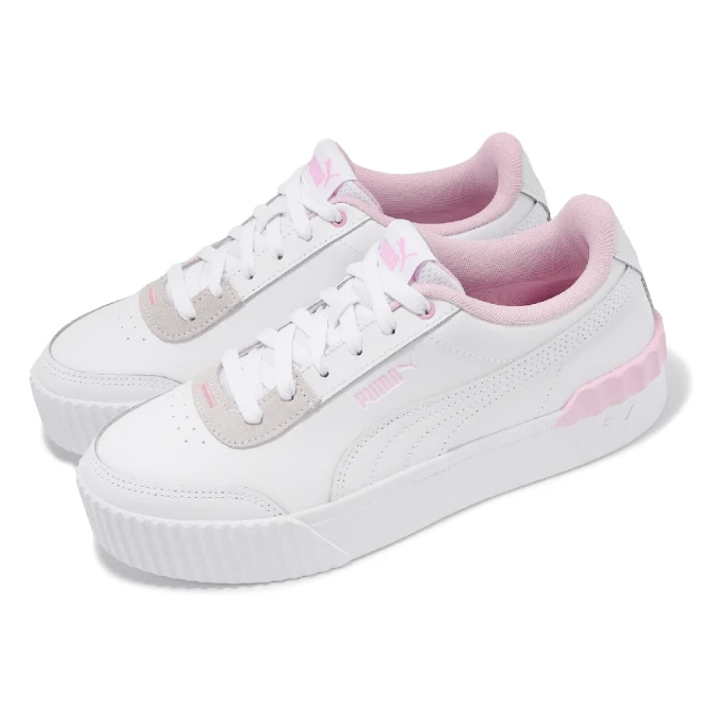 PUMA 休閒鞋 Carina Lift 女鞋 白 粉 皮革 厚底 增高 小白鞋(373031-10)