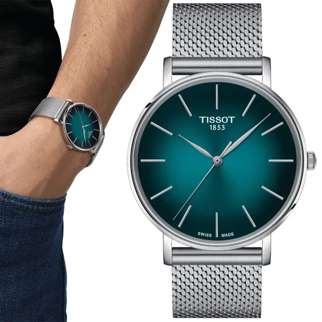 【TISSOT 天梭 官方授權】EVERYTIME 經典簡約米蘭帶對錶-40+34mm 情人節(T1434101109100/T1432101109100)