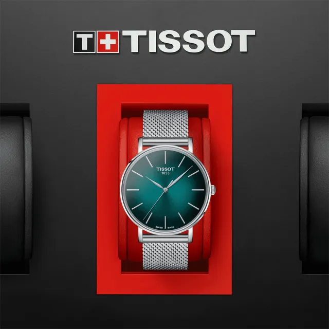 【TISSOT 天梭 官方授權】EVERYTIME 經典簡約米蘭帶對錶-40+34mm 情人節(T1434101109100/T1432101109100)