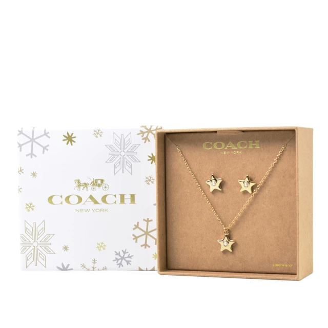 COACHCOACH 星星針式耳環/項鍊禮盒-金色