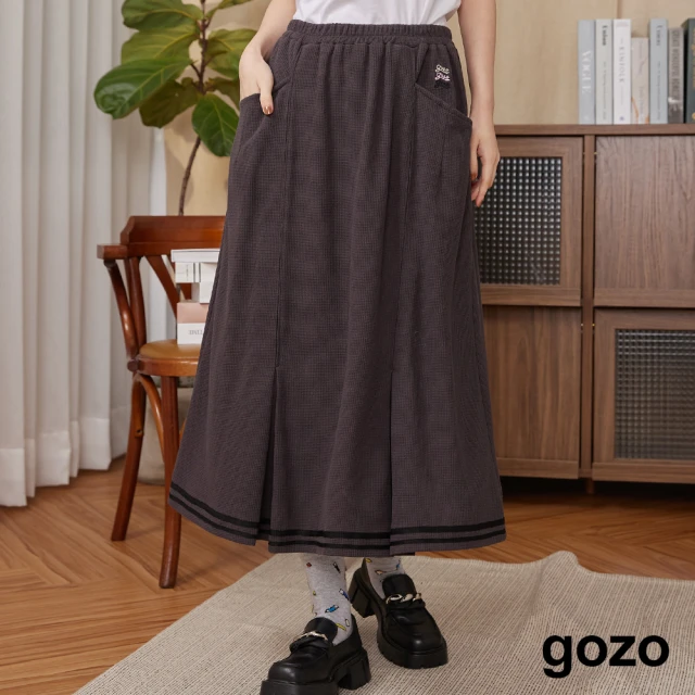 gozo gozo三次方華夫格學院風圓裙(兩色)