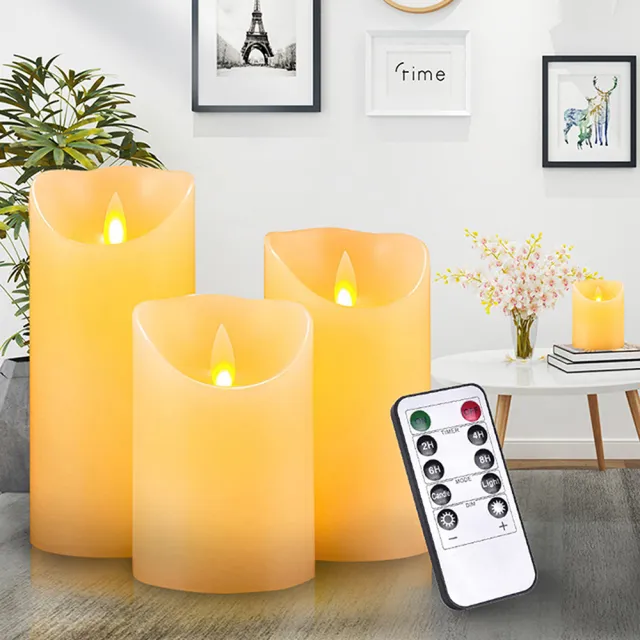 【LIFE SHOP 生活購物】浪漫LED蠟燭三件組 / 附遙控器 燭芯仿真搖擺(氣氛營造 會場布置 浪漫造景 室內佈置)