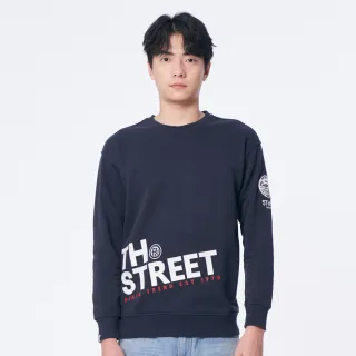 【5th STREET】男裝落肩印花厚長T恤-丈青