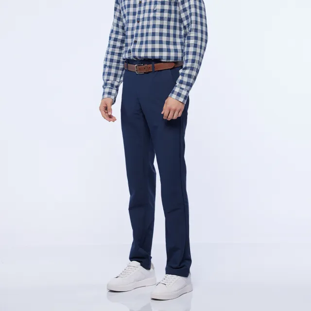 【NAUTICA】男裝 舒適素面彈性長褲(深藍)