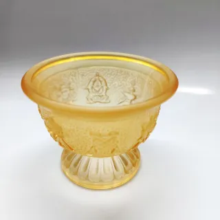 【盛硯莊佛教文物】藏傳八吉祥琉璃供杯 X3(藏傳文物)
