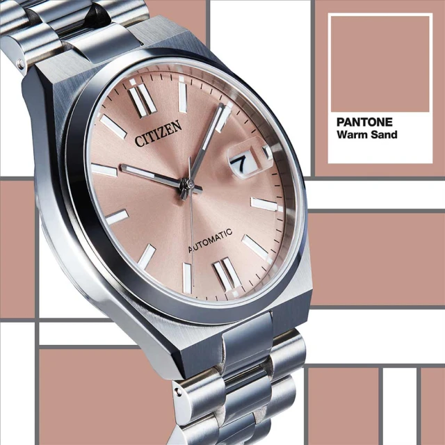 【CITIZEN 星辰】Mechanical系列 PANTONE 限定款 調和專屬色彩-暖柔沙 機械腕錶 母親節 禮物(NJ0158-89Y)
