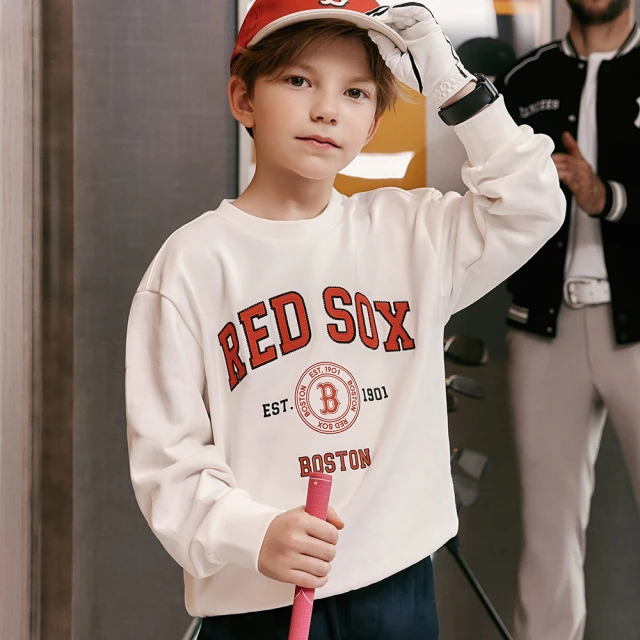 MLB 童裝 背後大LOGO帽T 波士頓紅襪隊(7AHDB0