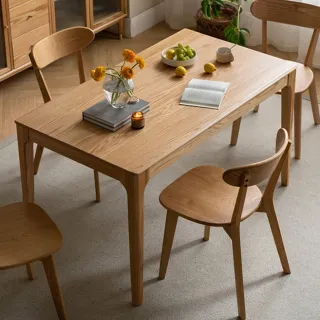 【Taoshop 淘家舖】Ｗ - 日式全實木餐桌現代簡約原木餐桌椅組合橡木小戶型長方形飯桌 W04101501(1.5米餐桌)