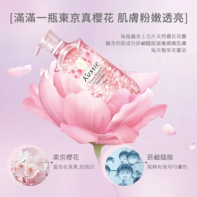 【Kustie蔻斯汀】櫻花花瓣沐浴露 500ml(全球首創真花瓣沐浴)