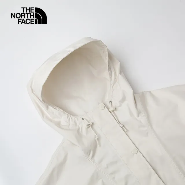 【The North Face 官方旗艦】北面女款白色防水透氣可提節袖口連帽衝鋒衣｜8BABQLI