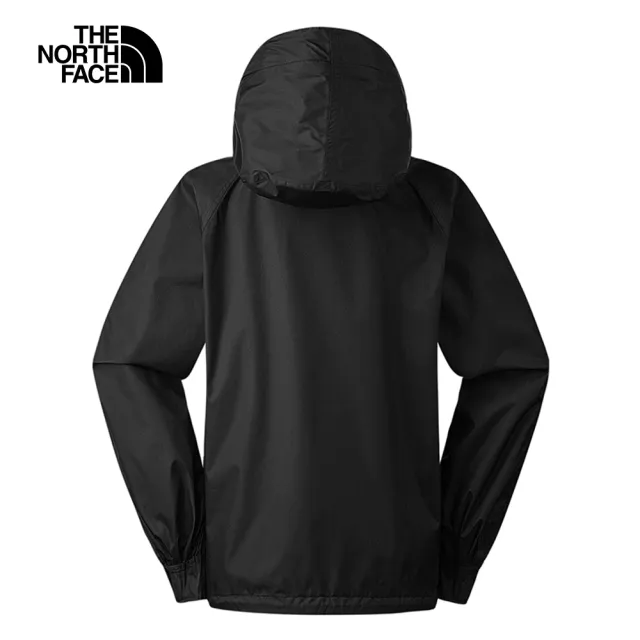 【The North Face 官方旗艦】北面女款黑色防水透氣可提節袖口連帽衝鋒衣｜8BABJK3