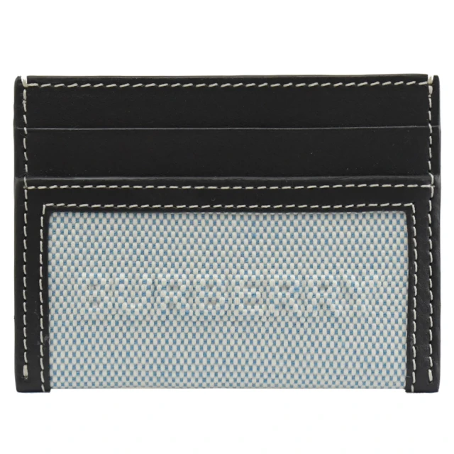 BURBERRY 巴寶莉BURBERRY 巴寶莉 經典品牌LOGO牛皮棉麻拼接信用卡證件名片隨身夾(黑)
