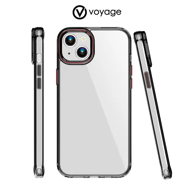 【VOYAGE】iPhone 15 Plus 6.7 抗摔防刮保護殼-Pure Frame-透黑(２合１吸震複合式材料製程)