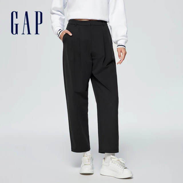 GAP 女裝 Logo印花圓領長袖T恤 GapFit系列-黑