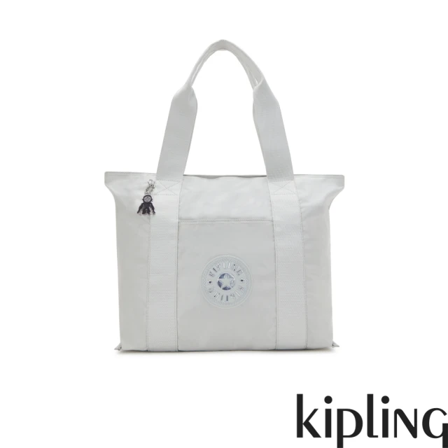 KIPLING官方旗艦館 低調簡約銀素面大容量手提包-ERA