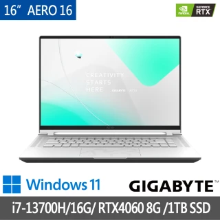 【GIGABYTE 技嘉】16吋i7 RTX4060創作者筆(AERO 16 OLED BKF/i7-13700H/16G/1TB SSD/Win11/OLED 4K)