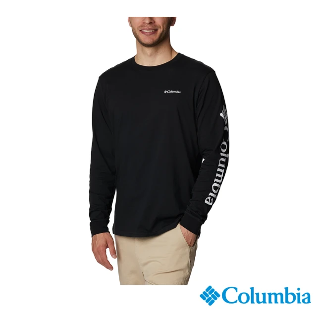 Columbia 哥倫比亞Columbia 哥倫比亞 男款-Rockaway River™LOGO彈性長袖上衣-黑色(UXM95480BK/HS)