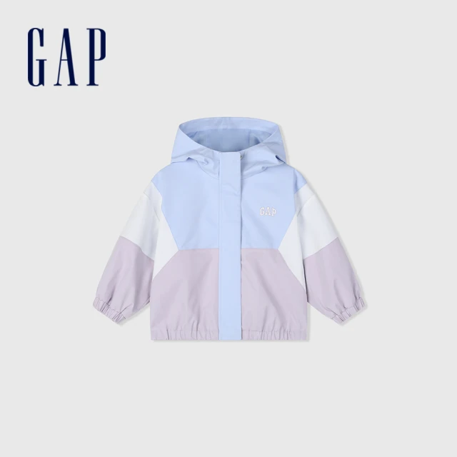 GAPGAP 女幼童裝 Logo印花連帽外套-藍紫撞色(890215)