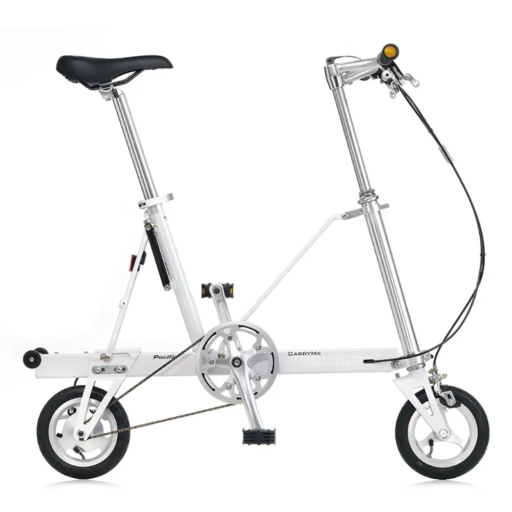 【CarryMe】SD 8吋充氣胎版單速鋁合金折疊腳踏車-珍珠白(情人節禮物 生日禮物 熟齡單車)