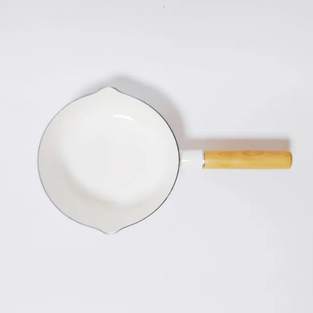 【LIFE SHOP】日式加厚琺琺瑯鍋 /白色 /18cm(牛奶鍋 泡麵鍋 露營鍋 琺瑯鍋 單柄鍋)