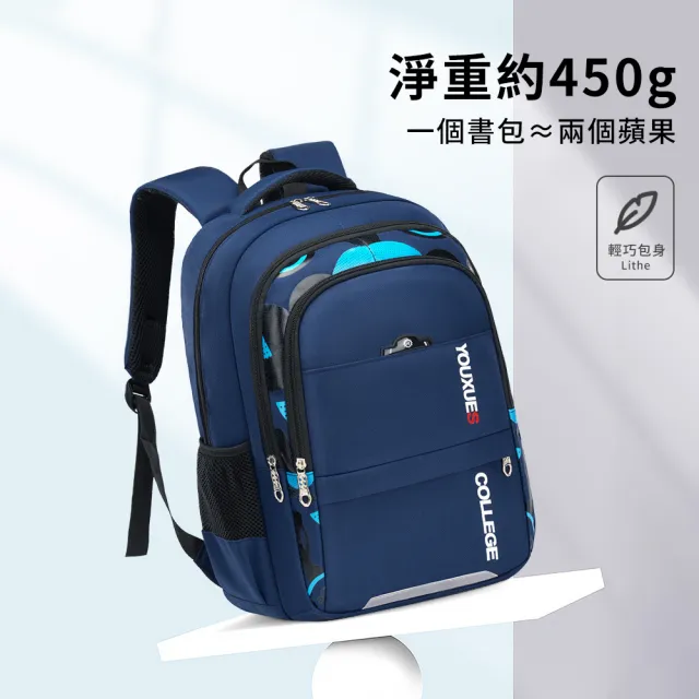 【Starshop】男童印花雙肩後背包 減負護脊 超輕量 學生書包 兒童書包 國小雙肩背包 1-6年級(開學禮物)