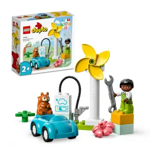 【LEGO 樂高】得寶系列 10985 風力發電機和電動車(啟蒙益智玩具 幼兒積木 男孩玩具 女孩玩具)
