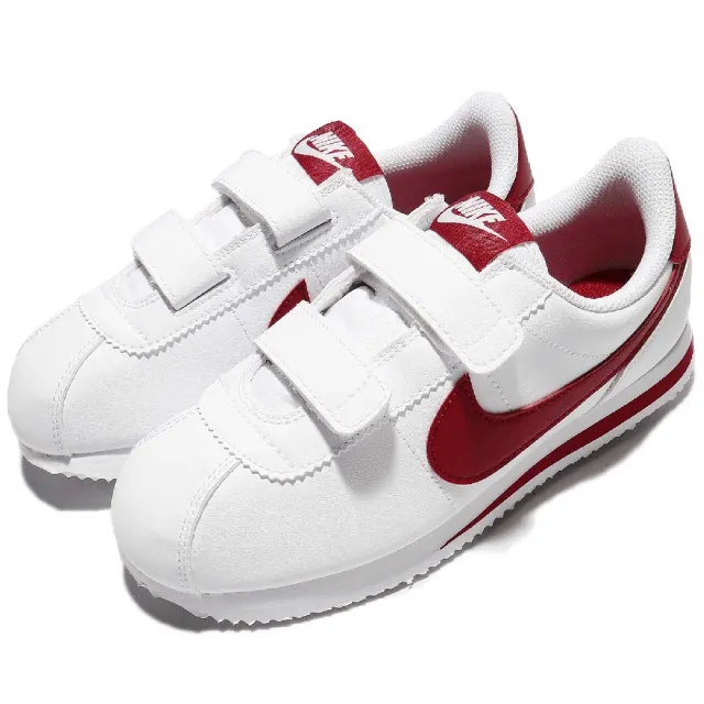 【NIKE 耐吉】童鞋 Cortez Basic SL PSV 中童 阿甘鞋 白 紅 魔鬼氈 經典 小朋友(904767-101)