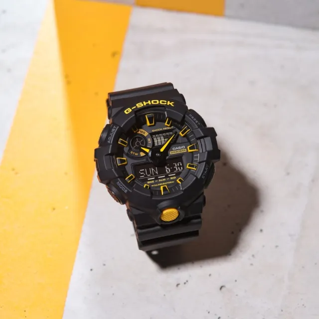 【CASIO 卡西歐】G-SHOCK 酷炫  搶眼黑黃色 雙顯腕錶53.4 mm(GA-700CY-1A)