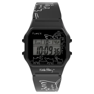 【TIMEX】天美時 T80 x Keith Haring 34 毫米普普藝術風格電子錶 黑 TXTW2W25500