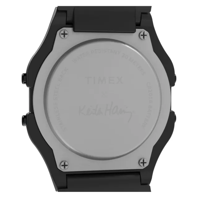 【TIMEX】天美時 T80 x Keith Haring 34 毫米普普藝術風格電子錶 黑 TXTW2W25500