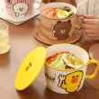 【LINE FRIENDS】熊大莎莉單柄陶瓷帶蓋泡麵碗湯碗沙拉碗(可微波)
